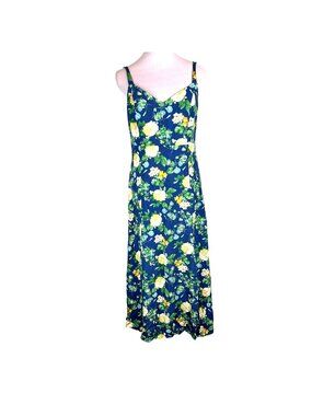 Old Navy S Baby Doll Beachy Hippie Tropical Boho Maxi Smocked Back Slip Dress